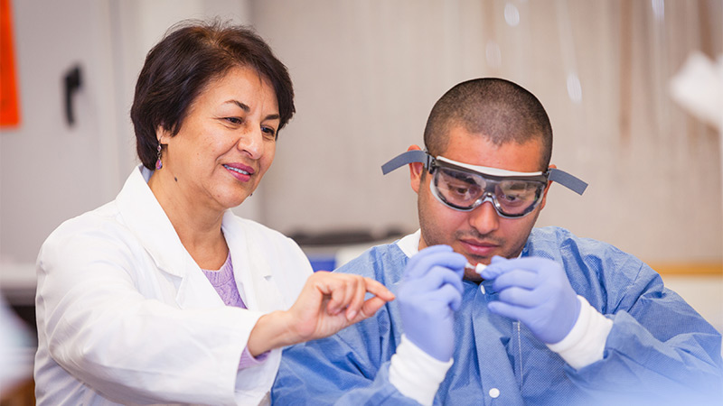 Lab photo with FLC student and instructor